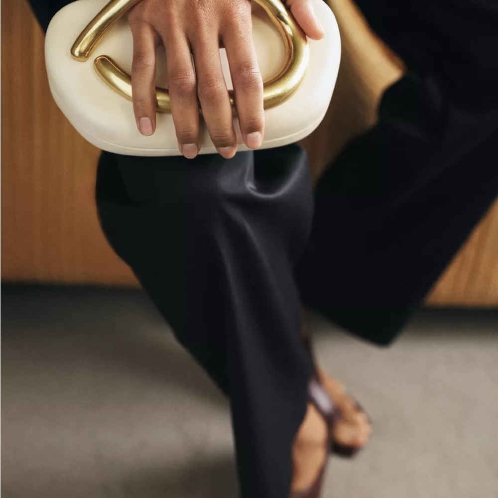 Cream and Gold Clutch with Chic Design